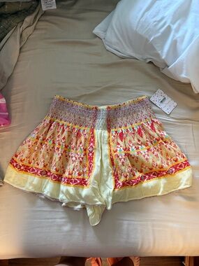 Free People Between Borders Shorts Ivory Combo